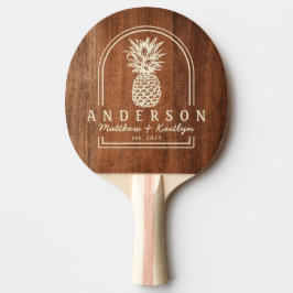 Raquete De Ping Pong Arco de Noiva de Abacaxi em Madeira de Noz Rústica
