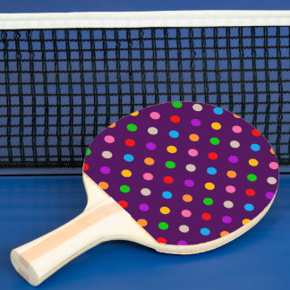 Raquete De Ping Pong Arco-íris Colorido de Bolinhas Roxas 