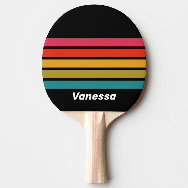 Raquete De Ping Pong Arco-íris da Meia-Noite Retro Através da Faixa com (Frente)