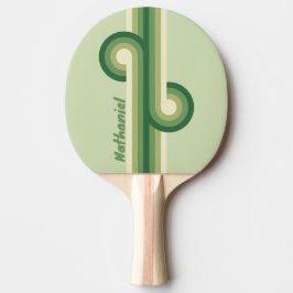 Raquete De Ping Pong Arco-íris de Musgo Retro com Nome