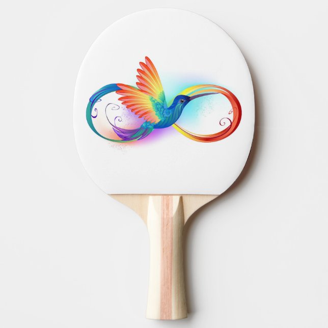 Raquete De Ping Pong Arco-íris Hummingbird com símbolo Infinito (Frente)
