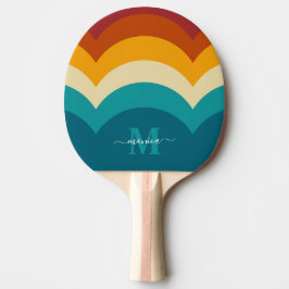 Raquete De Ping Pong Arco-Íris Monograma Nome Personalizado Retroativo 