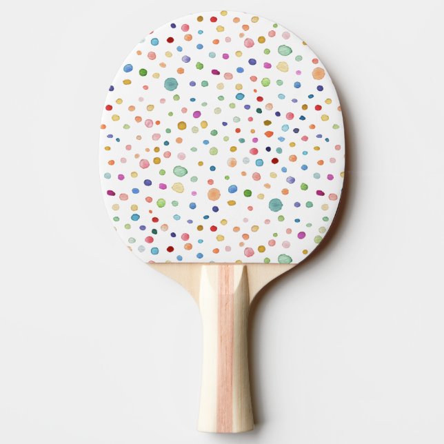 Raquete De Ping Pong Arco-Íris Pontos de Confetti Pino Pino de Aquarela (Verso)