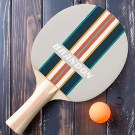 Raquete De Ping Pong Arco-Íris Rali do Oceano Retro com Nome