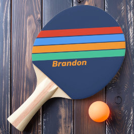 Raquete De Ping Pong Arco-íris Retro Escola Antiga com Nome