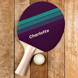 Raquete De Ping Pong Arco-íris Roxo Retro com Nome