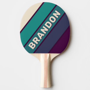 Raquete De Ping Pong Arco-íris Roxo Retro em Negrito com Nome