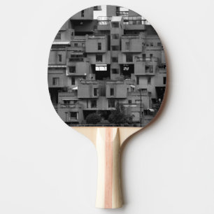 Raquete De Ping Pong Arquitetura em Preto e Branco