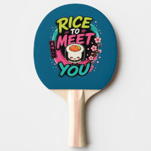 Raquete De Ping Pong Arroz para Conhecer Você – Design de Sushi Kawaii 
