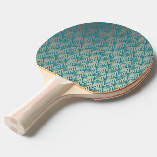 Raquete De Ping Pong Art deco, padrão do ventilador, teal, branco, padr