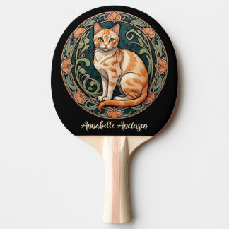 Raquete De Ping Pong Art Nouveau Ginger Cat Personalizar