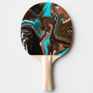 Raquete De Ping Pong Arte Abstrato azul, castanha e preta