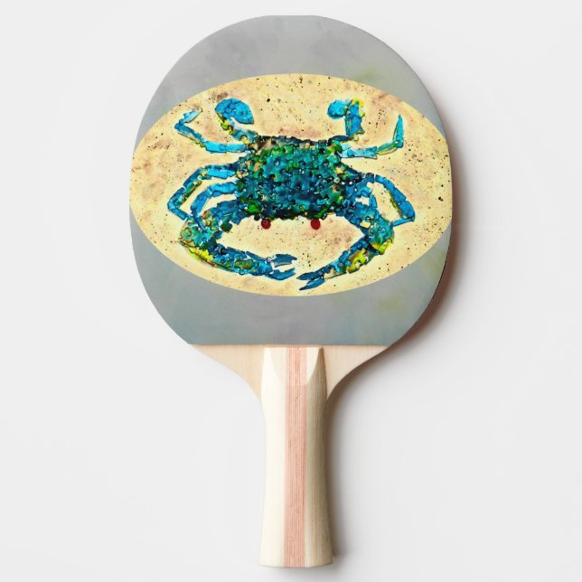 Raquete De Ping Pong Arte Animal de Caranguejo Azul (Frente)