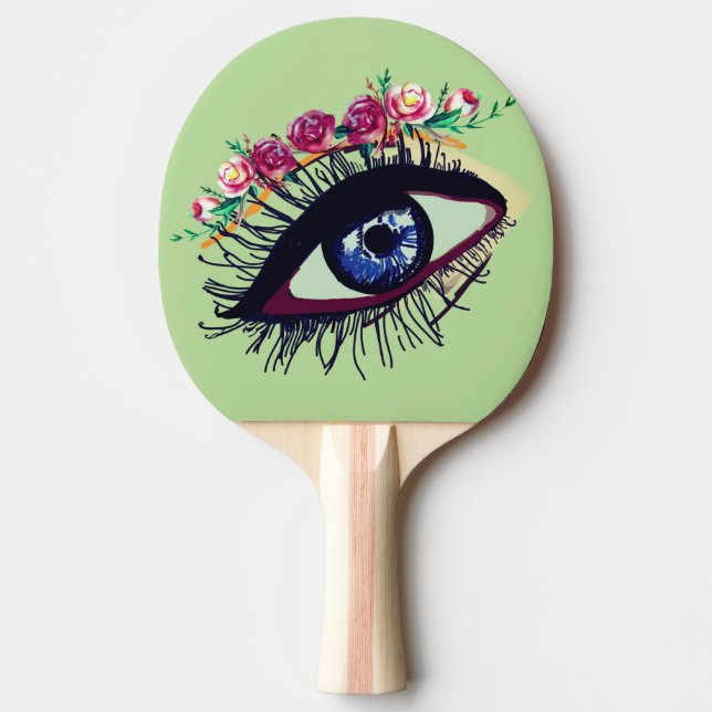 Raquete De Ping Pong Arte Azul, Flores Ping Pong Paddle (Frente)