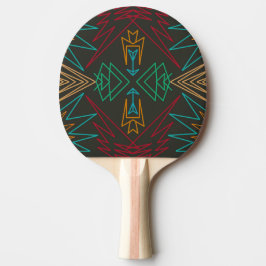Raquete De Ping Pong Arte com padrão geométrico xadrezado dos nativos a