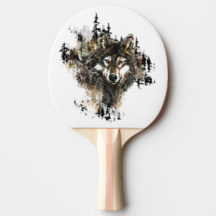 Raquete De Ping Pong Arte da natureza animal da montanha do lobo da