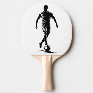 Raquete De Ping Pong Arte de Remo com Silhueta de Jogador de Futebol Mi