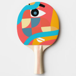 Raquete De Ping Pong Arte de Rosto Vívido Abstrato