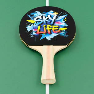 Raquete De Ping Pong Arte de Rua Urbana Parapente Grafite VIDA NO CÉU