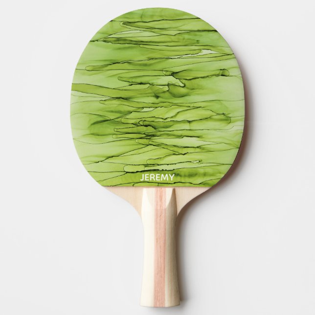 Raquete De Ping Pong Arte de Tinta Abstrato Verde Personalizada (Frente)