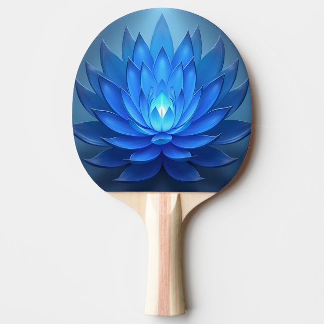 Raquete De Ping Pong Arte Espiritual Zen Azul Flor (Frente)
