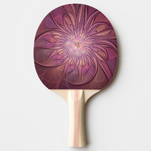 Raquete De Ping Pong Arte floral fractal moderna abstrata cores de frut
