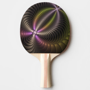 Raquete De Ping Pong Arte Fractal 3D Colorida abstrato brilhante