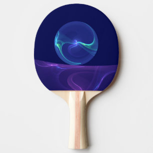 Raquete De Ping Pong Arte Fractal Abstrato de Sonho Azul Luminoso