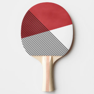 Raquete De Ping Pong Arte geométrica simples, branca e vermelha