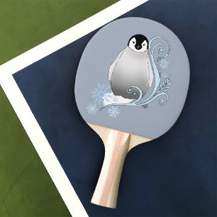 Raquete De Ping Pong Arte Nova de Pinguim de Inverno Caprichoso Flocos 