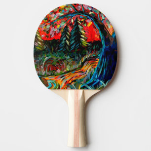 Raquete De Ping Pong Árvore Colorida E Pintura Fluvial