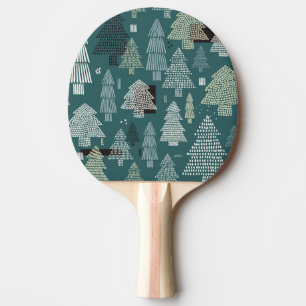Raquete De Ping Pong Árvores de inverno, padrão de natais vintages.