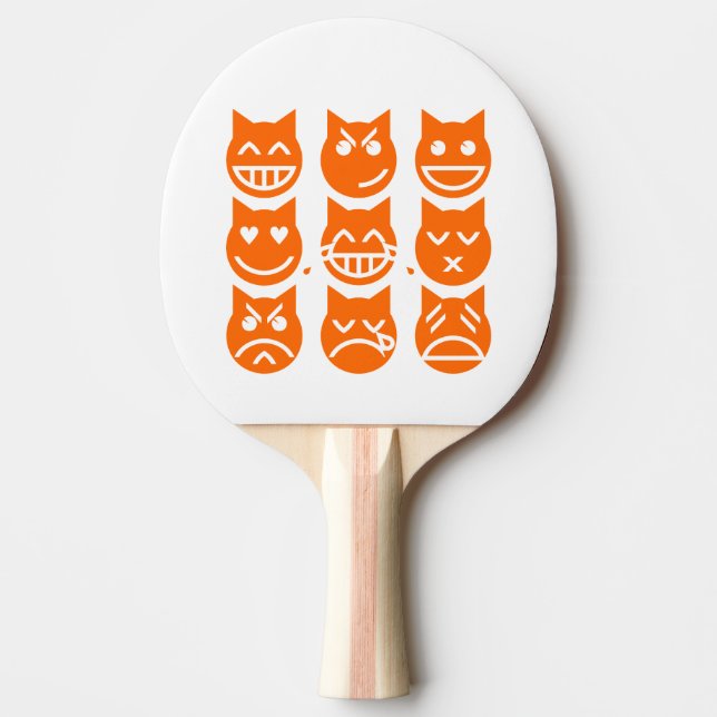 Raquete De Ping Pong As 9 Vidas do Gato Emoji (Frente)