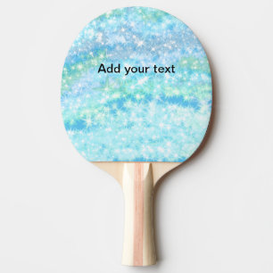 Raquete De Ping Pong As estrelas brilhantes azul-céu simples adicionam