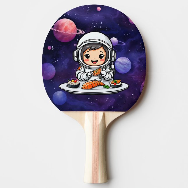 Raquete De Ping Pong Astronauta comendo Sushi (Frente)