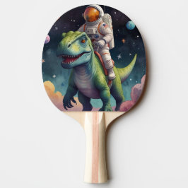 Raquete De Ping Pong Astronauta no Dino no Espaço