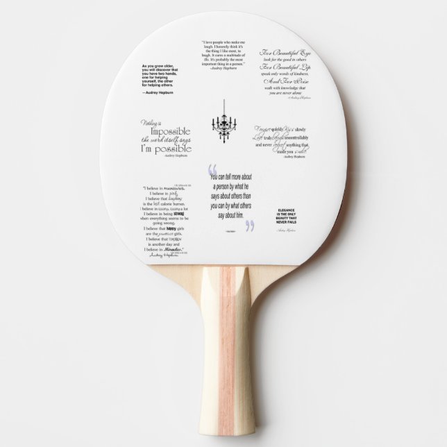 Raquete De Ping Pong Audrey Hepburn cita (Frente)