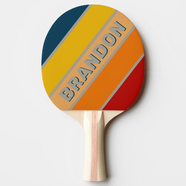 Raquete De Ping Pong Aurora Arcade Bold Listrado com Nome (Verso)