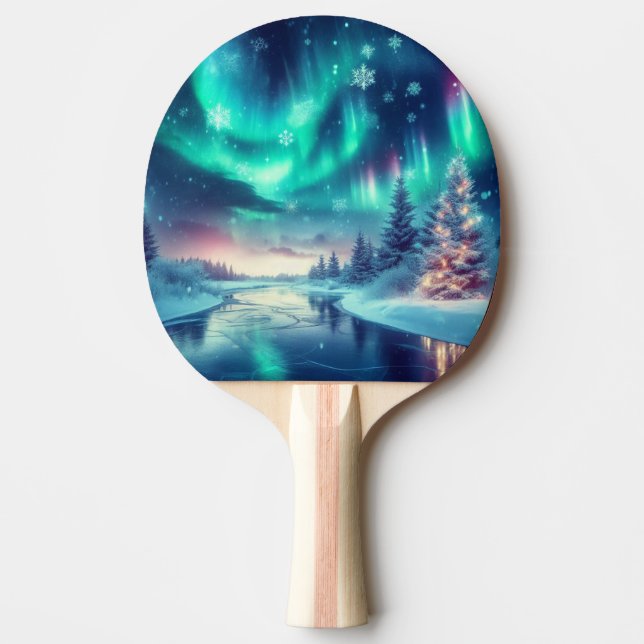 Raquete De Ping Pong aurora borealis/Natal/Inverno (Frente)