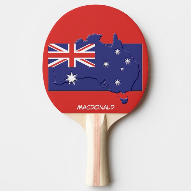 Raquete De Ping Pong AUSTRÁLIA FLAG & MAP Personalizado RED (Frente)