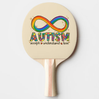 Raquete De Ping Pong Autismo - Símbolo Infinito - Aceitar, Entender, Am