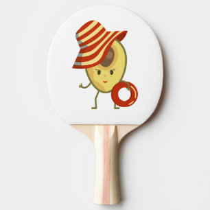 Raquete De Ping Pong Avocado, garota de praia com chapéu de sol e anel