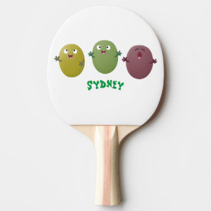 Raquete De Ping Pong Azeitonas agradáveis, bonitas, cantando cartoon