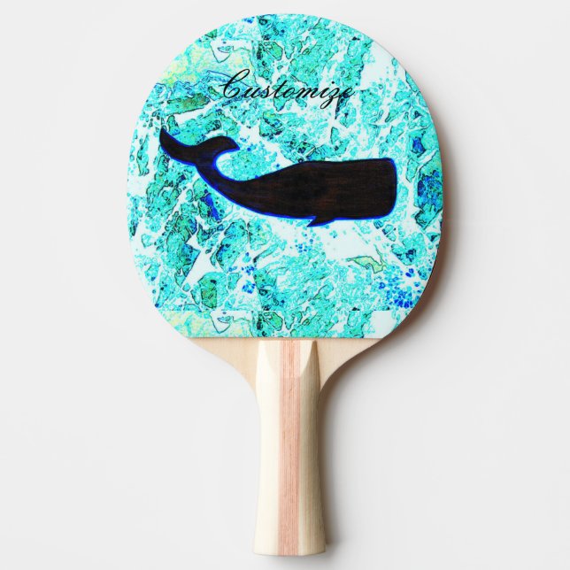 Raquete De Ping Pong azul-baleia-preta Thunder_Cove (Frente)