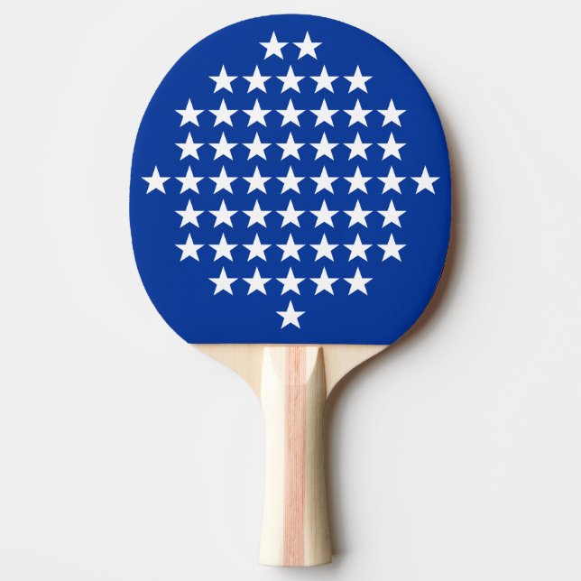Raquete De Ping Pong Azul com 50 Estrelas brancas Impressão norte-ameri (Frente)