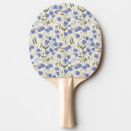 Raquete De Ping Pong Azul de ervilha doce e design de cottagecore creme