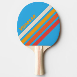 Raquete De Ping Pong Azul de Surf Desbotado com Listras Anguladas e Nom
