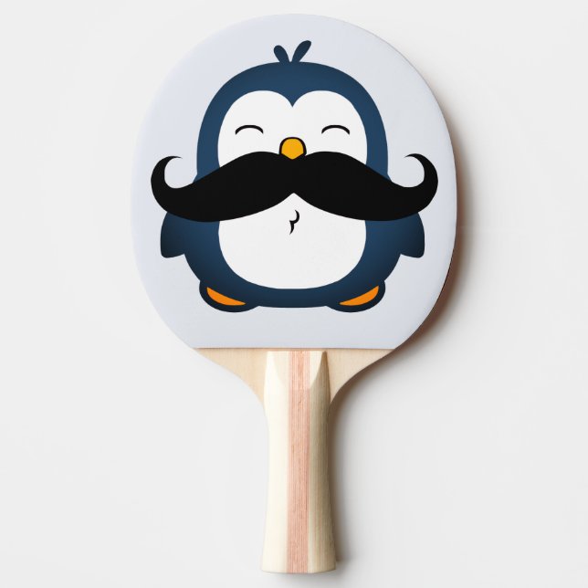 Raquete De Ping Pong Azul de Tendência do bigode pinguim (Frente)