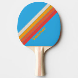 Raquete De Ping Pong Azul Desbotado de Surf com Listras e Nome