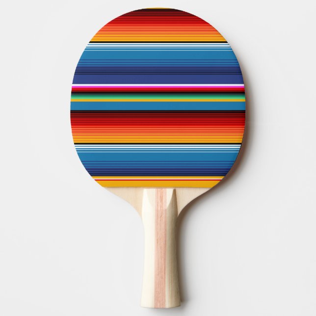 Raquete De Ping Pong Azul Dourado Vermelho Mexicano Sarape (Frente)